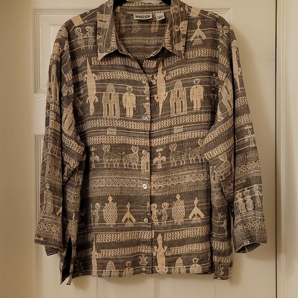 Chicos Linen Print Summer Jacket